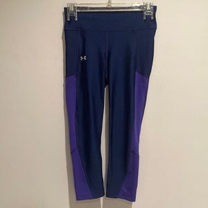 Under Armour Fly-by Mesh Inset Purple Capri Leggings Size Small